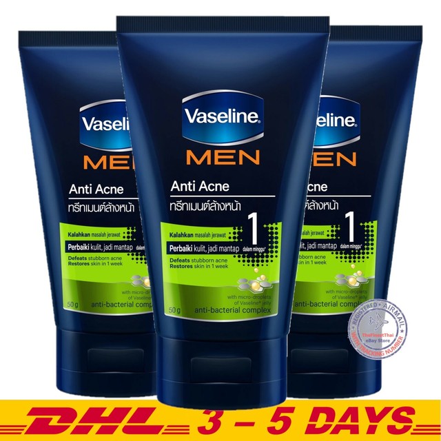 Vaseline Men Anti Acne Face Wash with Vaseline jelly 100g x 3 eBay