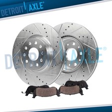 Front Drilled Slotted Rotors Brake Pads for 2020-2023 Cadillac CT5 Chevy Camaro