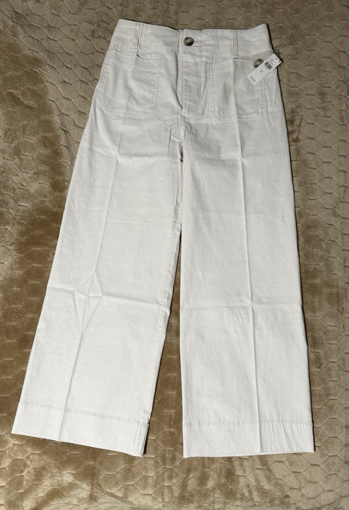 Anthropologie Maeve Colette  Crop Pants Wide Leg Cream Size 28 NWT