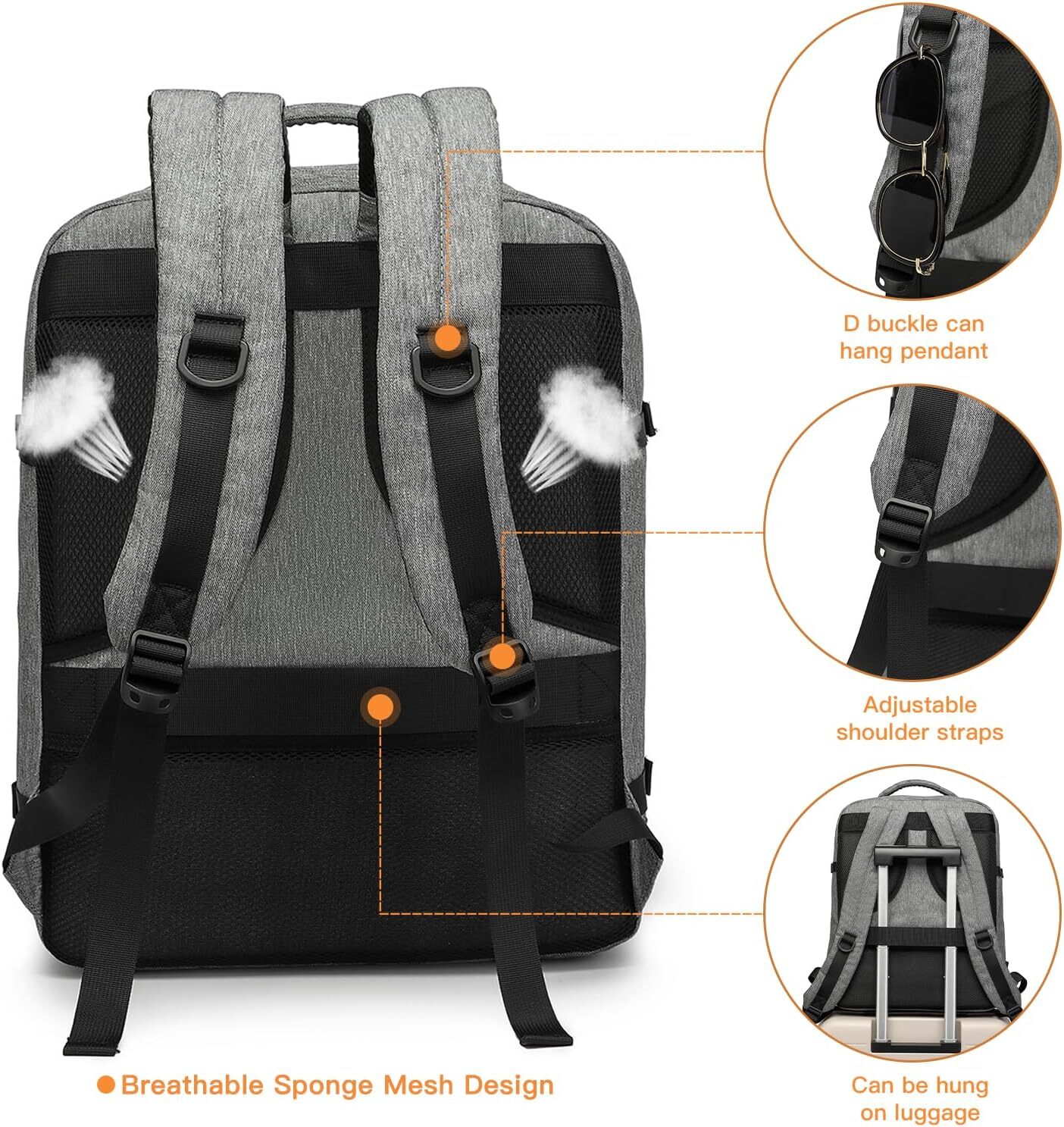 Kono Carry On Backpack Easyjet Underseat Cabin Bag 45x36x20cm（30L