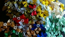 Small Ribbon Bows With Heart 50 pcs Mix Bow Weding Gift Decoration Sewing  DIY