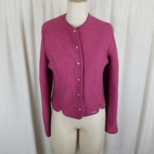 Geiger Tyrol Austria Boiled Wool Metal Button Sweater Jacket Blazer Womens 42