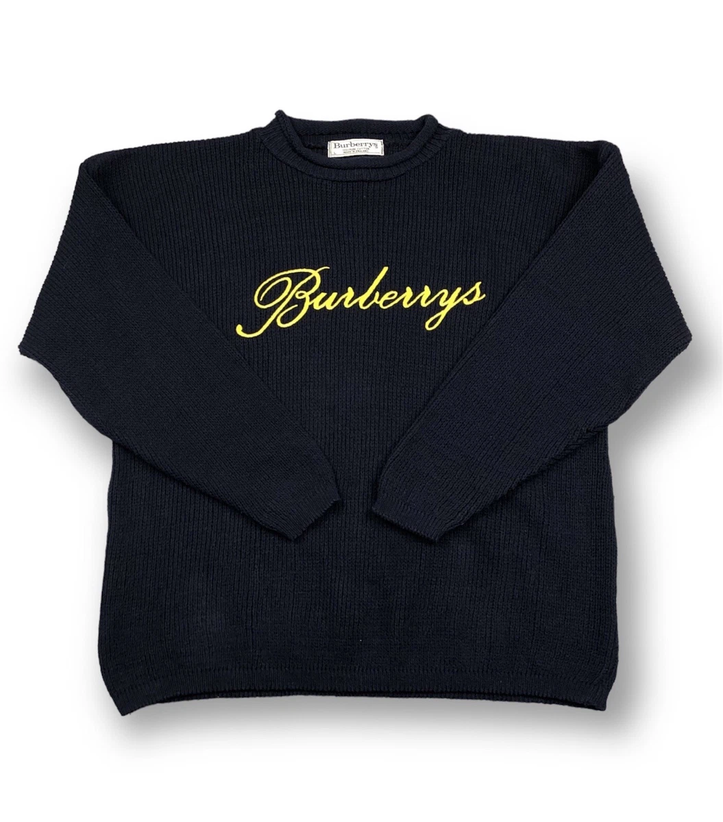 Vintage Burberry Dark Blue Size L Cotton Logo Men s Sweater
