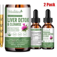 2x Liver Cleanse  Detox Support Supplement Liquid Drop Milk Thistle Extract