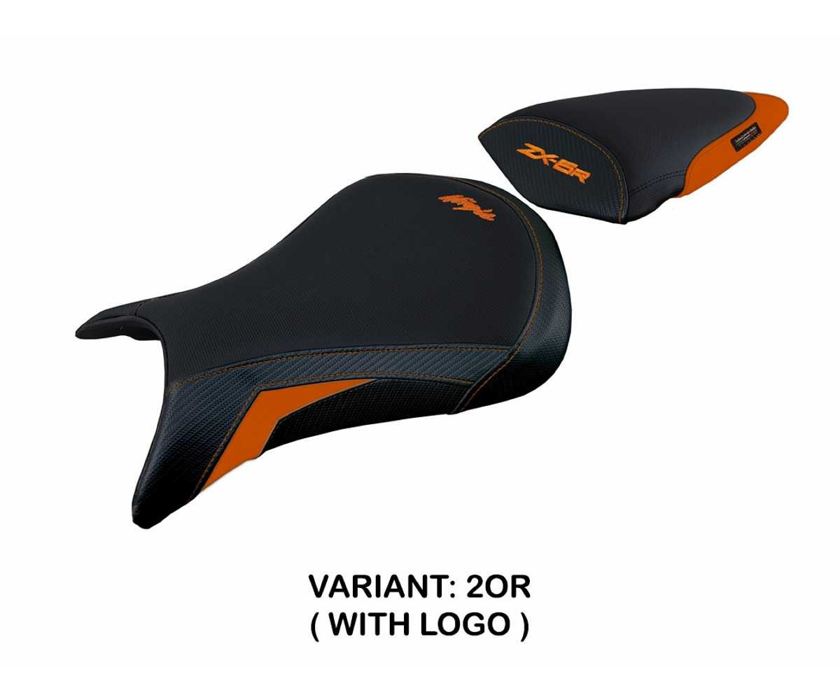 Seat saddle cover Juri Orange OR + logo TPZ Kawasaki Ninja ZX 6 R 2005 2006