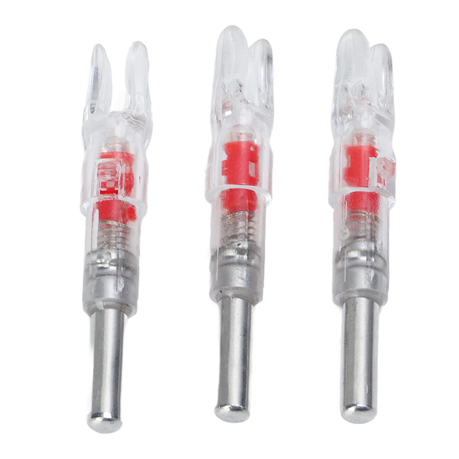 (Red)3PCS Archery Lighted Nocks Plastic Automatic With Switch 6.2mm Inner D EC