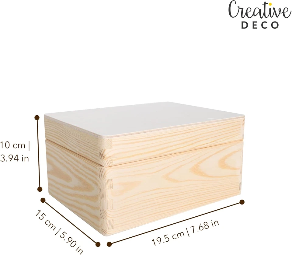 Grande Scatola in Legno Con Coperchio | 19,5 X 15 X 10 Cm (+/- 1) | Conteniore p - Immagine 3 di 4