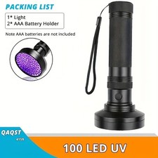 UV Ultra Violet 100-LED Flashlight Blacklight Detection Torch Lamp Light Outdoor