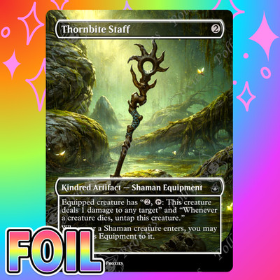 Thornbite Staff FOIL Proxy Card with Custom Fantasy Art Design