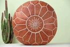 SALE Moroccan Genuine Leather Pouf Ottoman Brown Boho Footstool Handmade New