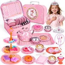 Tea Party Set for Little Girls, Kids Tea Set for Toddler 3-5 6-8