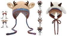 Creative Antler Hat & Bag 2-in-1 – Festive Reindeer Knitted Christmas Beanie