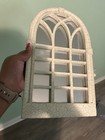 White Distressed Arched Decorative Wall Window Frame, Wood Farmhouse Decor — photo 1