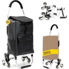 Einkaufstrolley Klappbar Treppensteiger Gummiräder Edelstahl Schwarz