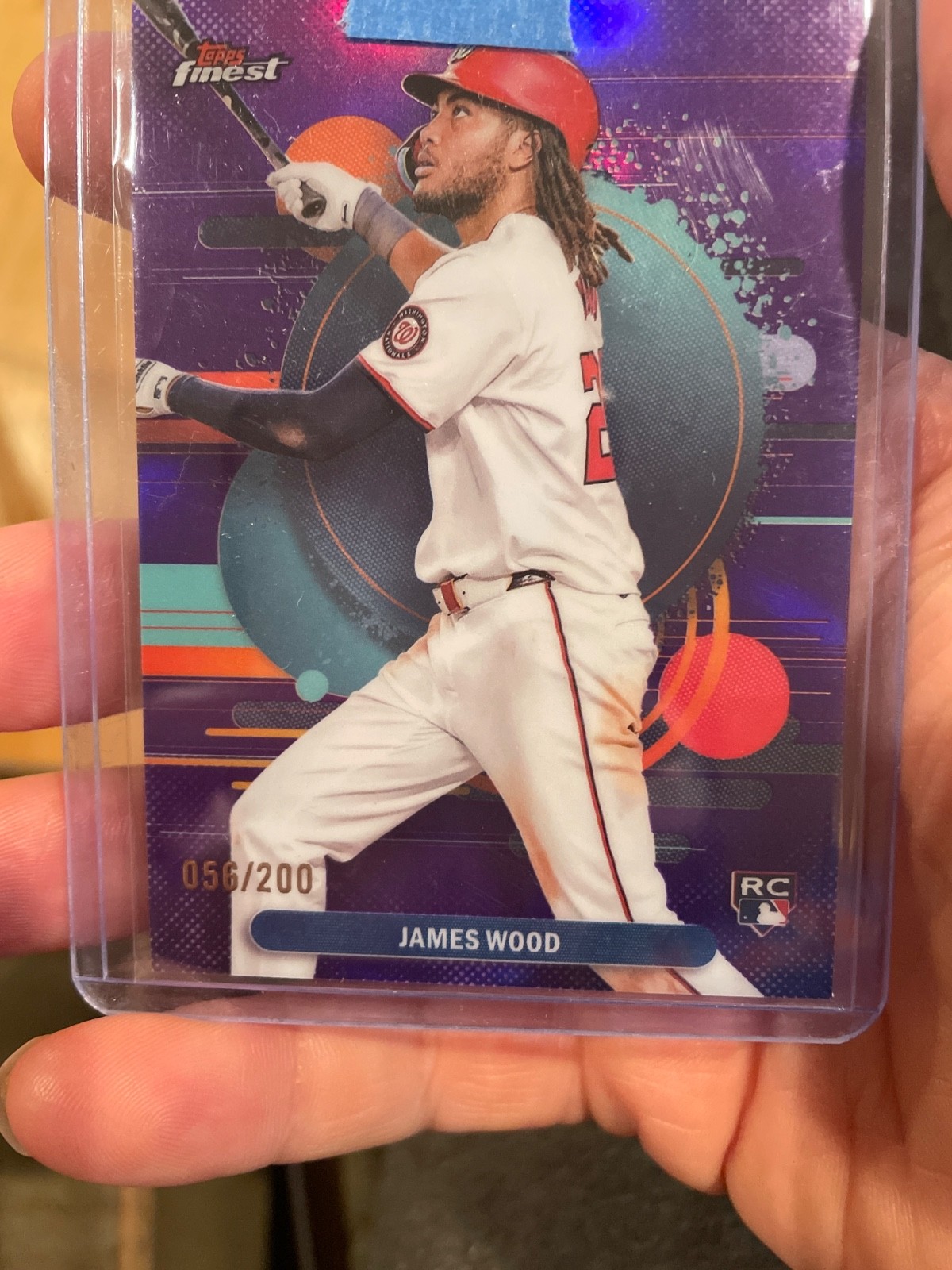 2025 Topps Finest James Wood #200 Purple Refractor /200 Uncommon RC Nationals