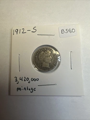 1912-S 10c Barber Dime 💥 Authentic Us Coin Rare 💥 (b580)