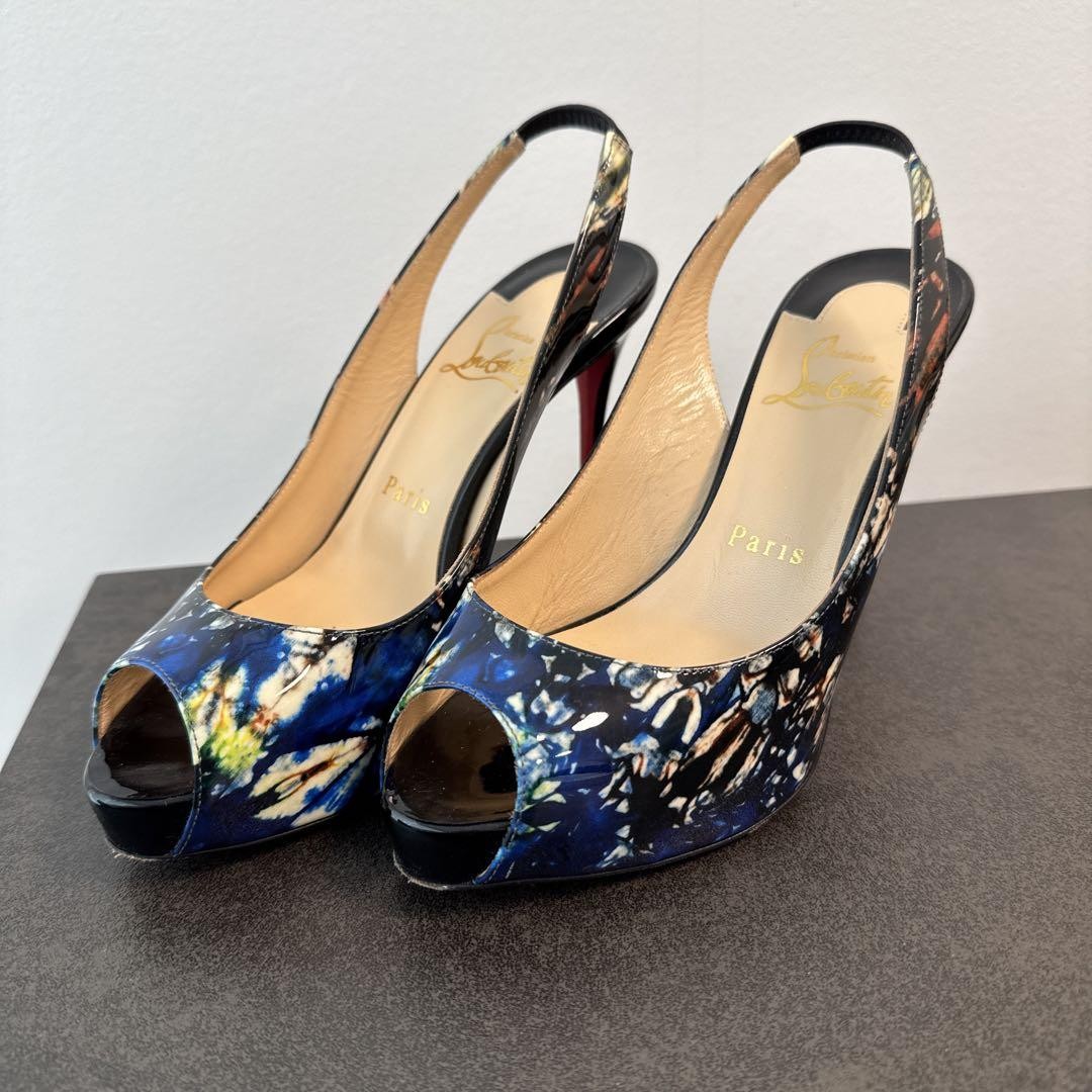 APL Christian Louboutin sandali donna punta aperta tacco slingback EU 36 90013K Authen