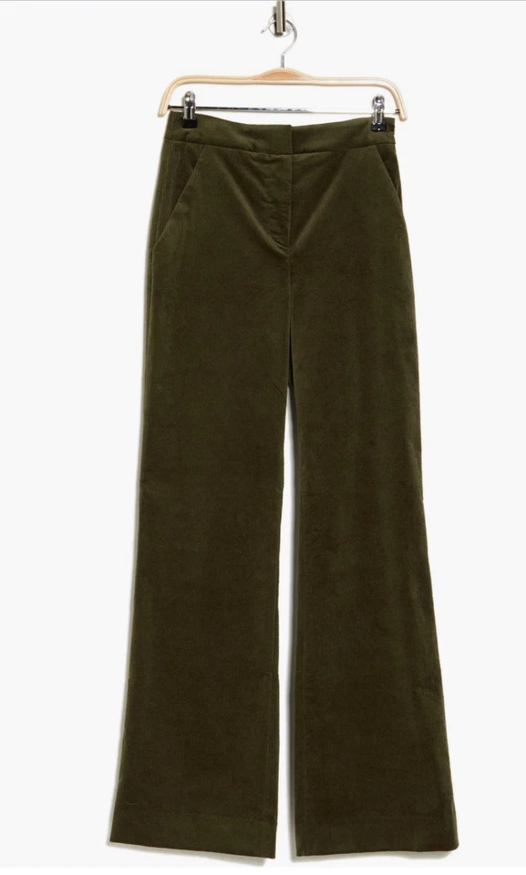 Pantalones de pierna ancha de pana verde barba Verónica nuevos sin etiquetas, talla 8
