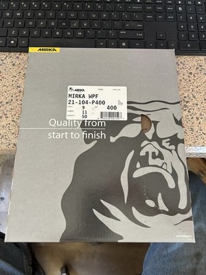Mirka 21-101-P400 Waterproof Sandpaper Sheets 9'' x 11'' 400 Grit, 50/Sleeve