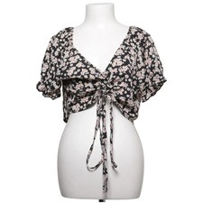 Shein Curve, Crop Top, Größe: 1XL, Schwarz/Mehrfarbig, Elasthan/Polyester #64d