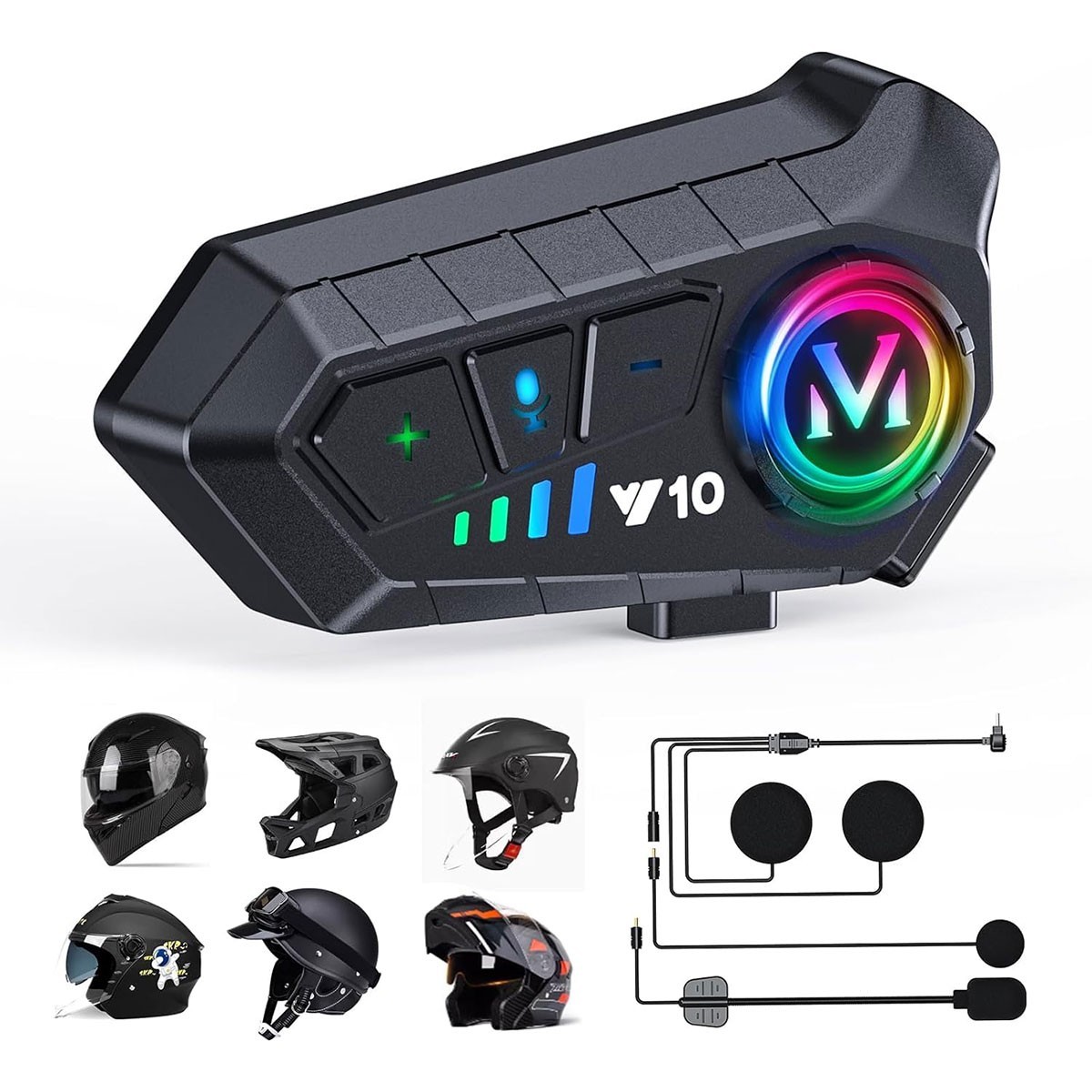 Bluetooth Motorradhelm-Headset,Kabellos,Dsp & Cvc, IPX6 Wasserdicht,1000Mah Akku-image