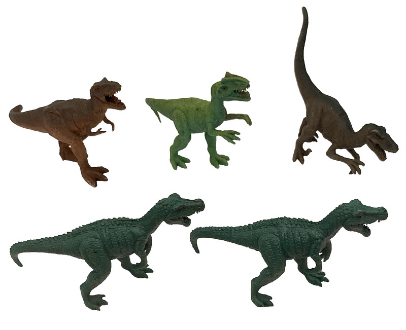 Lot 5 hard Plastic Toy Dinosaur Figures T-Rex tyrannosaurus and raptors