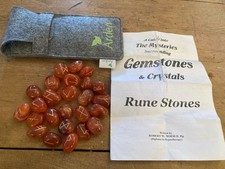 Arden Red Carnelian Crystal Rune Stones With Pouch & Leaflet