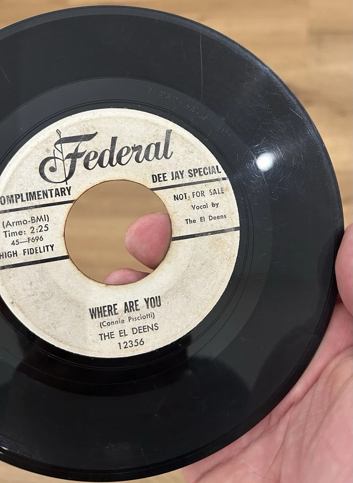 RARE Doo Wop R&B Promo 45 EL DEENS Where Are You FEDERAL Group Dancer G+* - Image 3 of 4