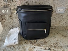 Fawn Design Original Diaper Bag Backpack -Black Leather-New