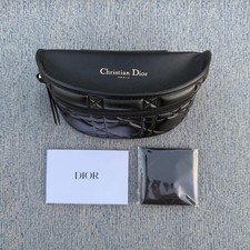 New Christian Dior Cannage Black Leather Eyewear Sunglasses Belt Case Bag Purse