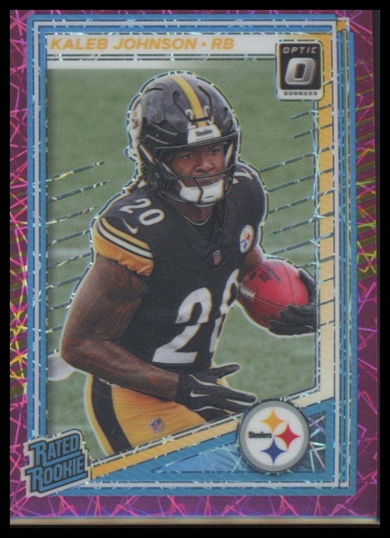 2025 Donruss Optic #232 Kaleb Johnson Pink Velocity #/99