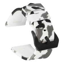 Silicone Watch Bands 24mm Soft Watch Band with Black Buckle, Camo White