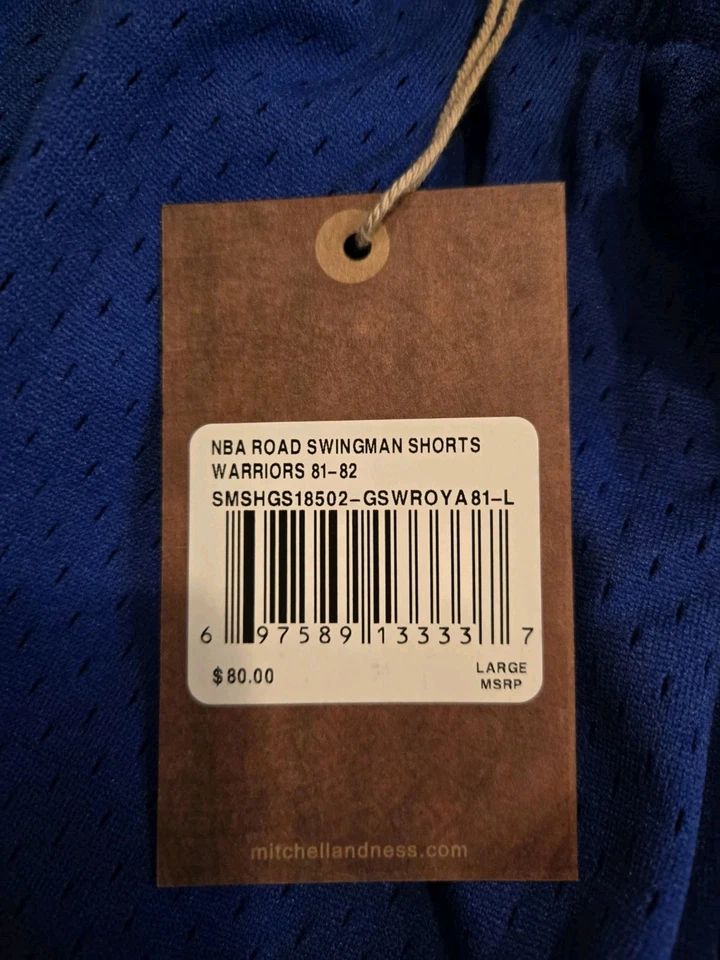 PANTALONES CORTOS SWINGMAN MITCHELL & NESS 81-82 GOLDEN STATE WARRIORS TALLA GRANDE🔥 Foto 3 de 4
