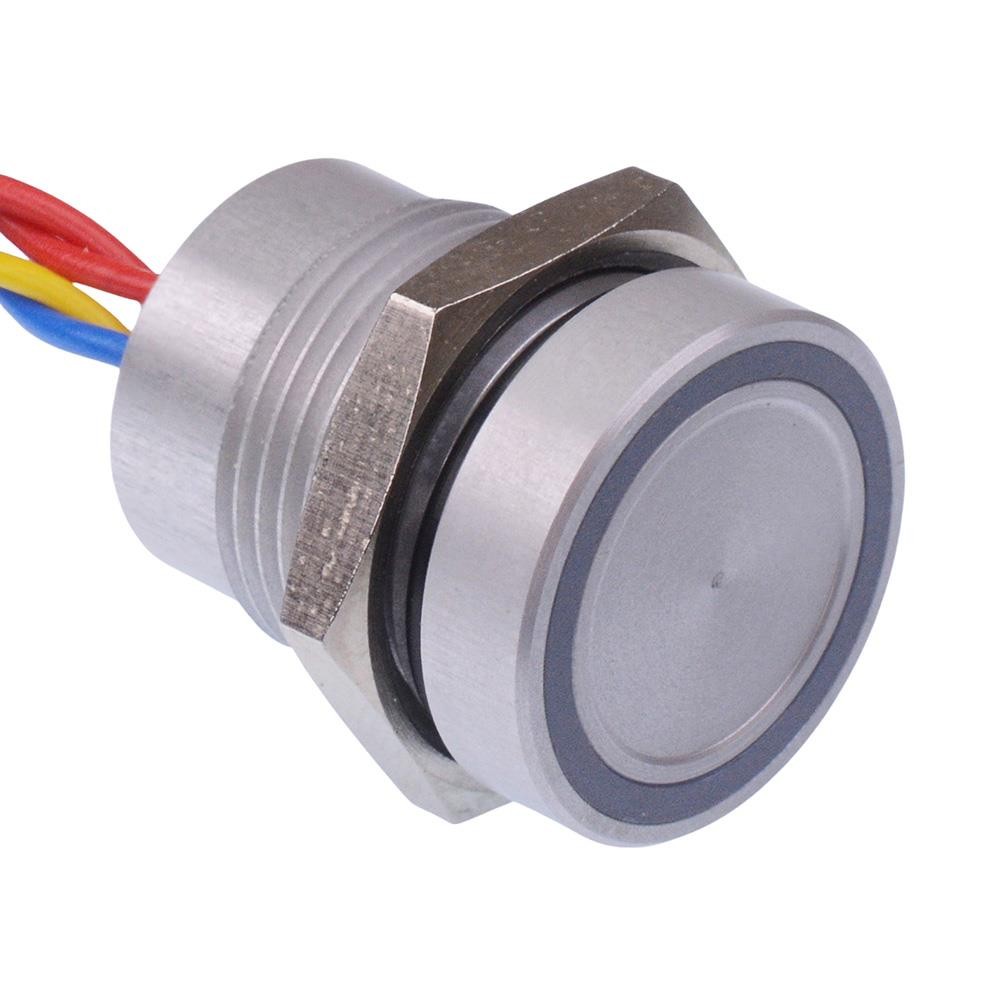 PBAR1AF0000A0Y APEM Yellow LED 5VDC Momentary NO 16mm Piezo Switch Prewired IP68