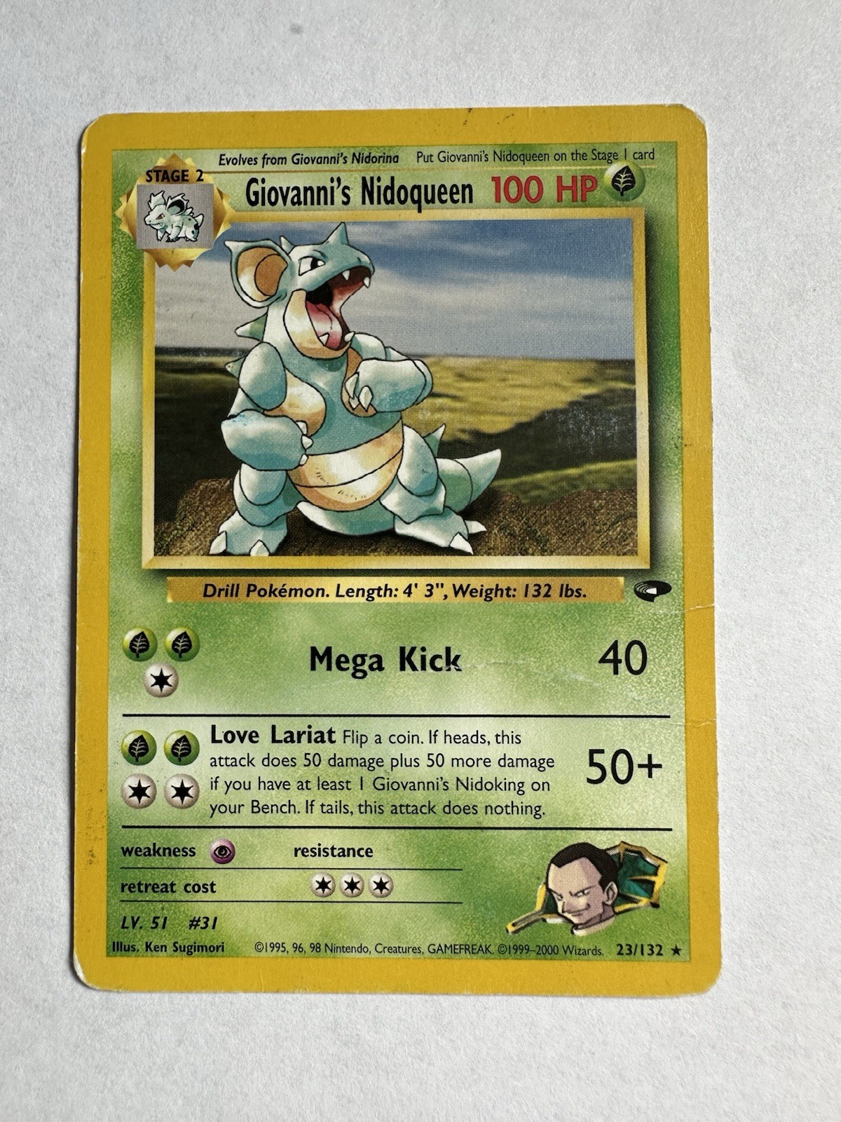 Giovanni's Nidoqueen 23/132 Gym Challenge Regular Pokémon, (Damaged)