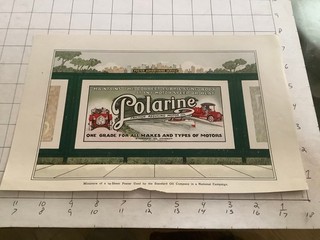 circa 1910's removed full color Single side Billboard Ad: POLARINE motor oil