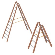 Layher Verbundstehleiter 1028 beidseitig begehbar Holz-Aluminium-Stehleiter