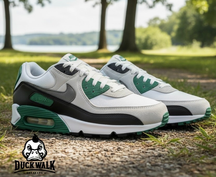 Nike Air Max 90 Shoes White Evergreen Smoke Gray DM0029-116 Mens