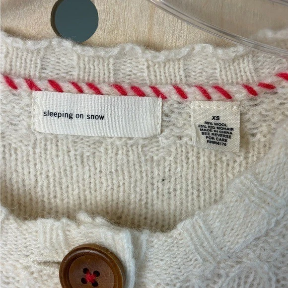 Anthropologie Sleeping On Snow Cream Wool/Mohair Cropped Floral Cardigan XS - Image 3 of 4