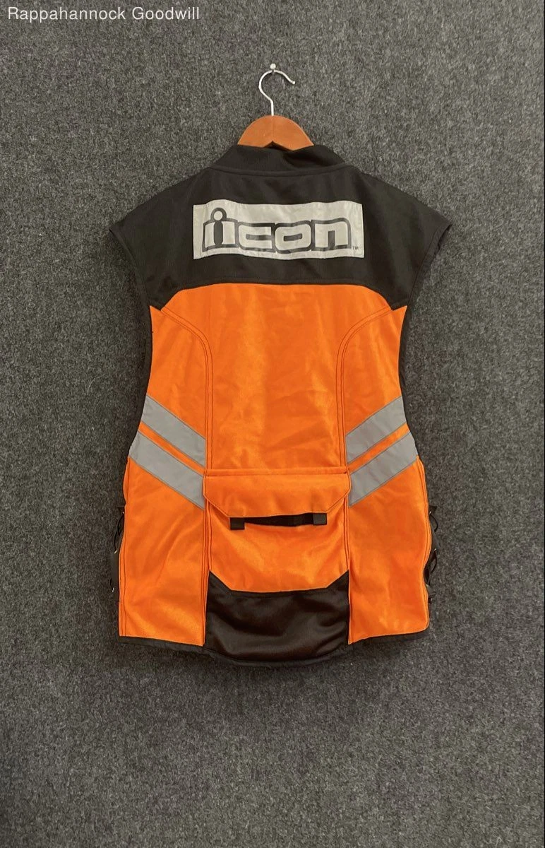 Icon Men's Mil Spec Mesh Motorcycle Safety Vest Orange Hi-Vis Reflective Super image 2