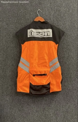 Icon Men's Mil Spec Mesh Motorcycle Safety Vest Orange Hi-Vis Reflective Super image 2