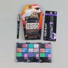6pc Lot Halloween Makeup Wet N Wild Glitter Palettes Purple Mascara Leopard Kit