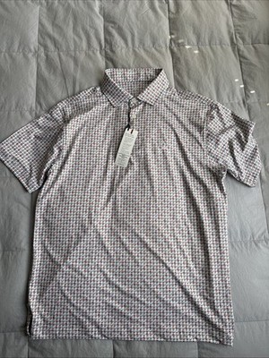 RARE Rhoback The Sushi All Over Print Polo Mens Size Medium M Golf Short Sleeve