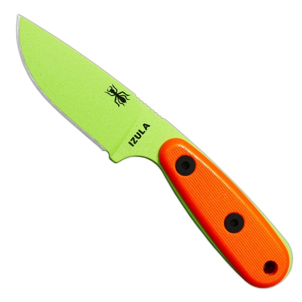 Fixed Blade Knife Venom Green w/Orange G10 Handles & Molded Sheath