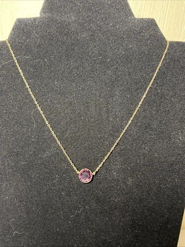 Vintage 1979 Avon Faux Amethyst Pendant Gold Tone Necklace February Birthstone