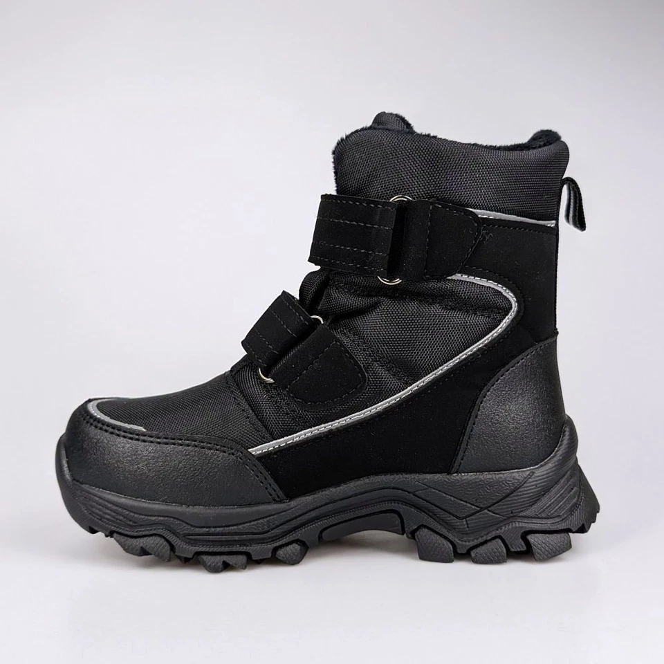 PERMANI Kinder Isoliert Schneestiefel Gefüttert Winterschuhe Schwarz Schnürboots Stiefel