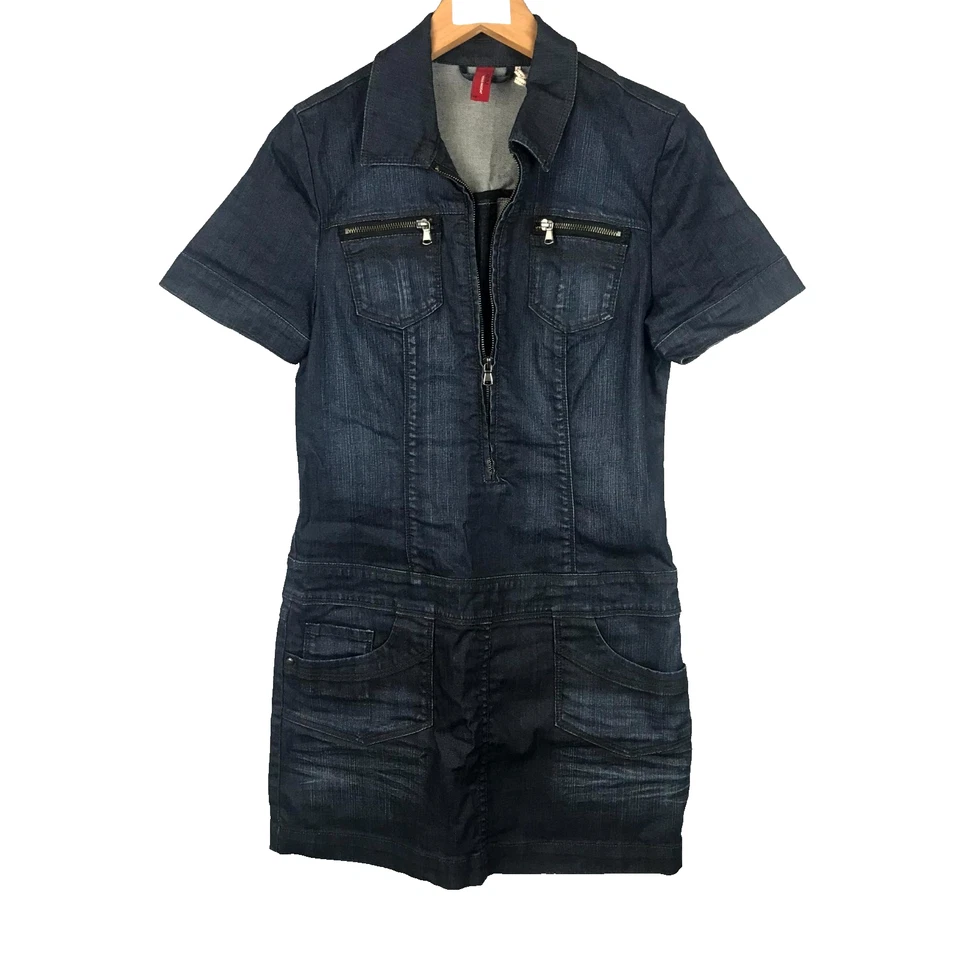 Vero Moda Combinaison Jean Femme 38 Bleu Foncé Manches Courtes Zippée Une-pièc - Photo 1/4