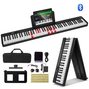 VEVOR 88 Clé pliante Piano portable Piano pliable Bluetooth MIDI noir