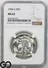 1946-S Walking Liberty Half Dollar NGC MS 65 ** Gorgeous Blazer!