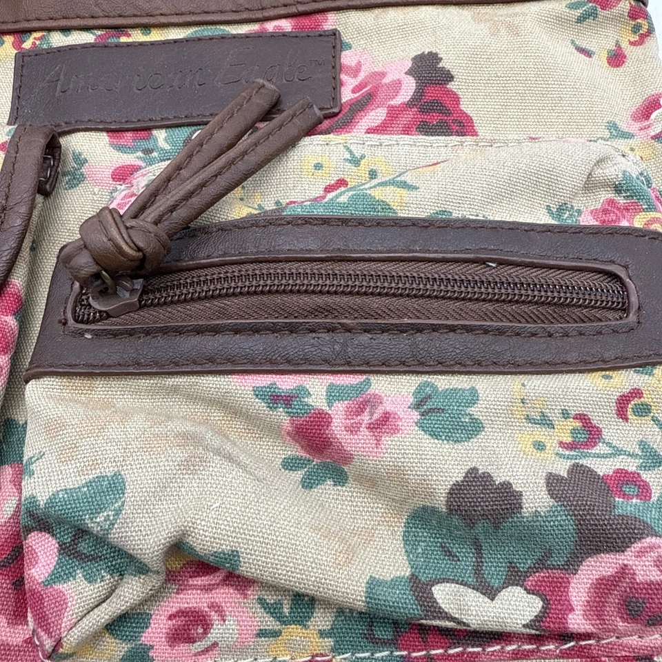 Cartera Bandolera American Eagle Cierre con Cremallera y Mag Floral con Cuero Sintético Marrón Foto 4 de 4
